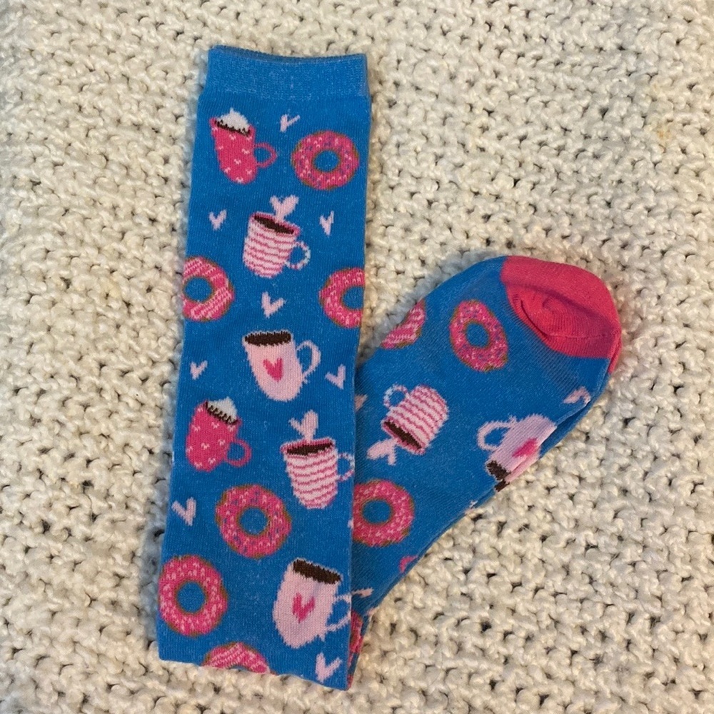 NEW Girls Donut and Coffee Knee High Socks